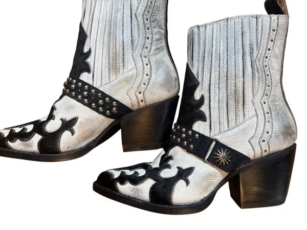 Mezcalero Dudi Black and White Leather Western Boot Size 7.5 - Image 5