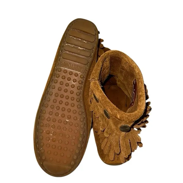 Minnetonka Brown Suede Fringe Ankle Boots Moccasins Size‎ 6 - Image 7