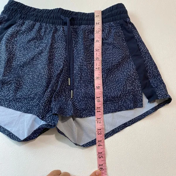 Athleta Running Shorts Size 2 Navy Blue Printed Athletic Drawstring - Image 5