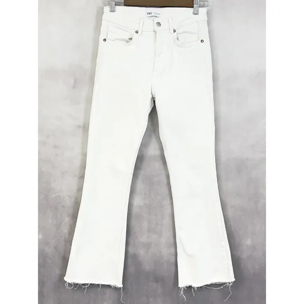 Zara Flare Jeans Womens 6 Stretch‎ Minimalist Indie Festival Clean Girl Urban - Image 12