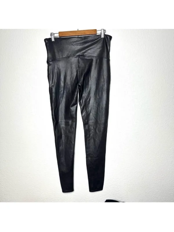 Spanx Women's Faux Leather Leggings 2X Black Ankle Full Length Edgy High Waist - Image 4