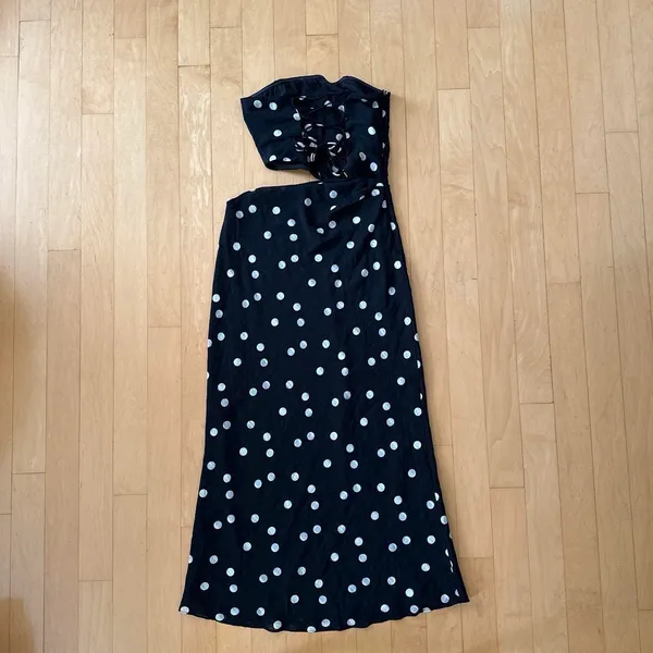 Princess Polly Jasira strapless black and white polka dot maxi dress with cut out and corset detail - Image 3