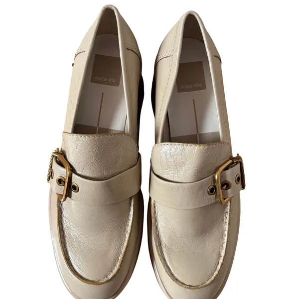 Dolce Vita Beige Platform Loafer Shoes Size 7.5 - Image 3