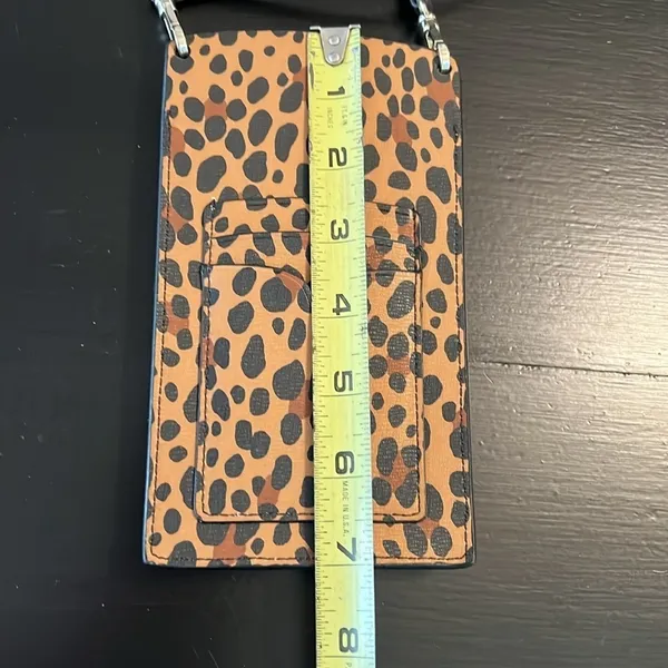 Kate Spade Leopard Spencer Slim Phone‎ Crossbody Bag Saffiano Leather Brown - Image 7