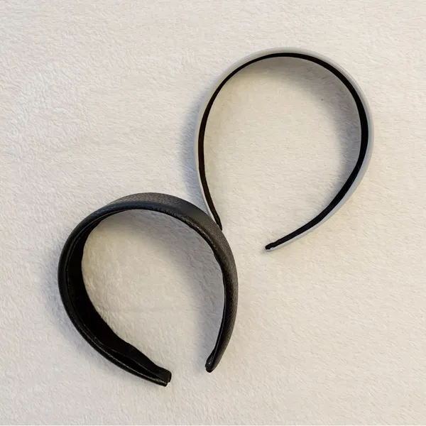 Japanese Black & Muted Baby Blue Y2K Faux Leather Headband Hair Accessory Set - Image 4