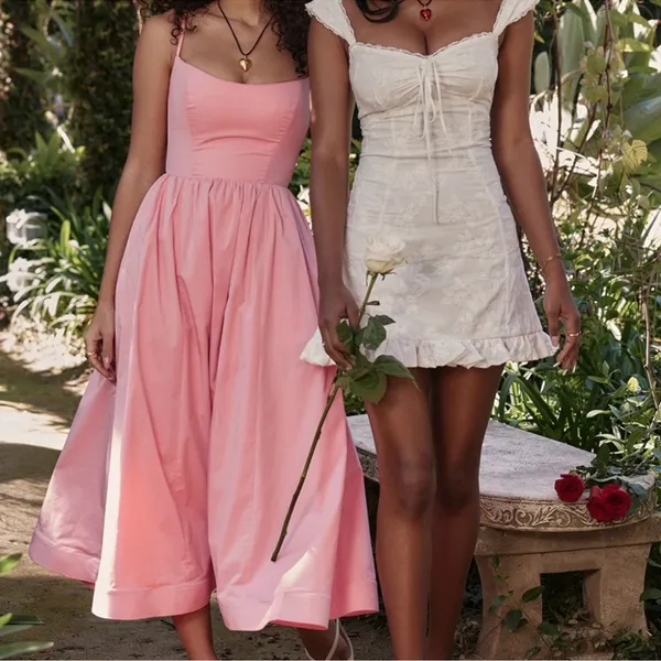 NWOT HOUSE OF CB LOLITA Apricot Corset Fit & Flare Midi Sundress Sundress XS - Image 4