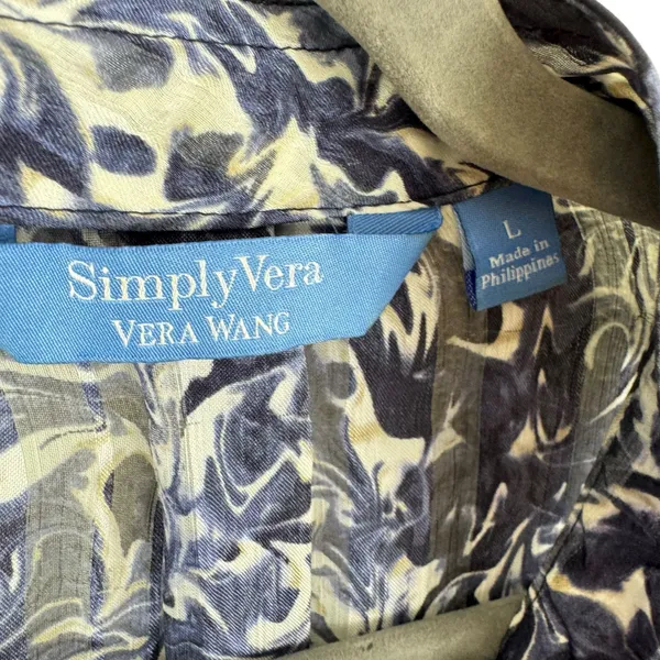 Simply Vera Vera Bradley Black Blue Sheer Blouse‎ Large - Image 6