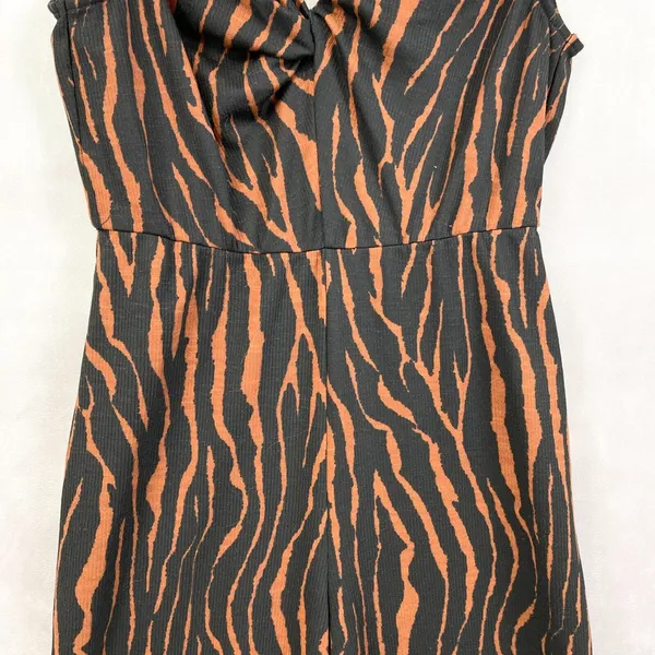 Charming Charlie Womens Jumpsuit Size Small Zebra Safari Mobwife‎ Wide Leg Retro - Image 4