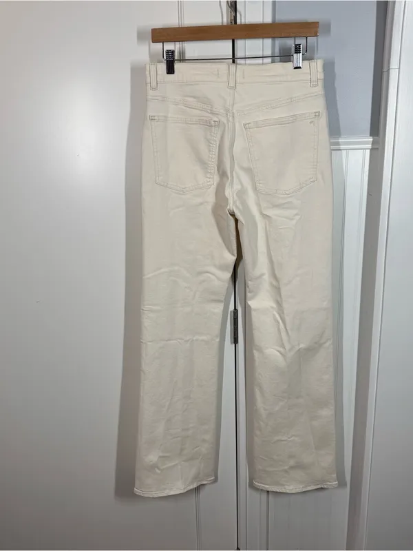 Madewell Relaxed Bootcut Jeans Cream White Canvas High Rise Comfort‎ Stretch 28 - Image 5