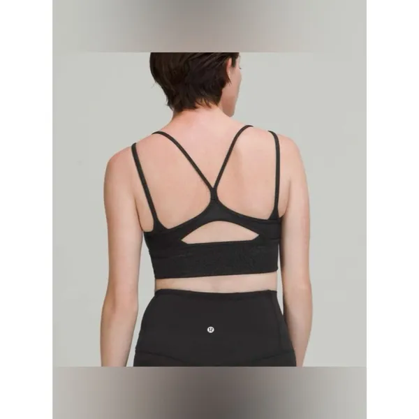 Lululemon Nulu and Mesh Yoga Sports Bra Light Support Jewel Emboss Black - Image 2