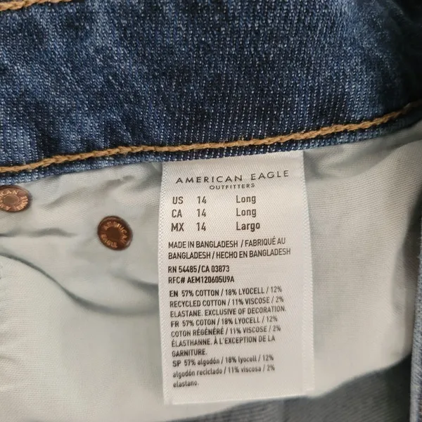 American Eagle Super High Rise Distressed Baggy Wide Leg Jeans Womens 14 Long - Image 10