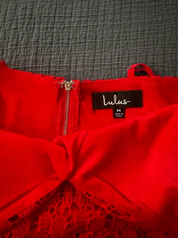Lulus Red Lace Cocktail Dress - Image 6