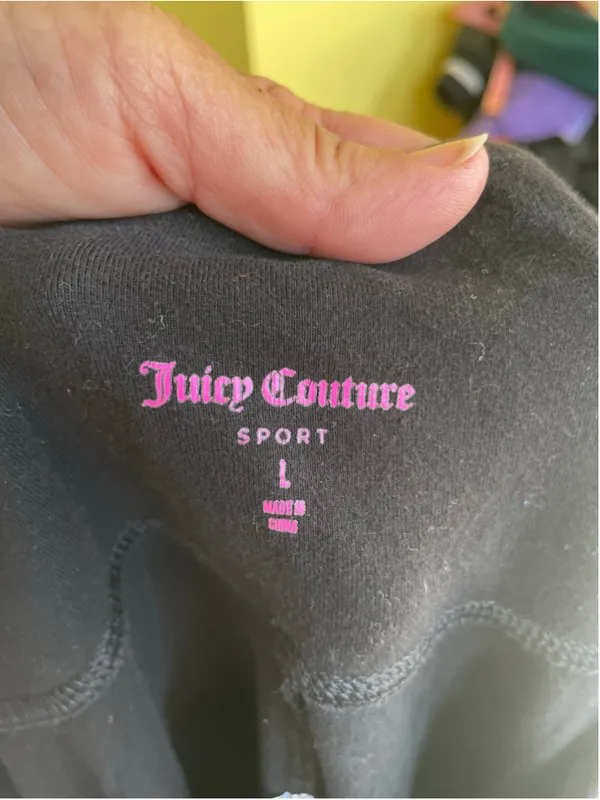 Women's Juicy Couture Black Wide Leg Pants Size L with Pink Logo - Image 2