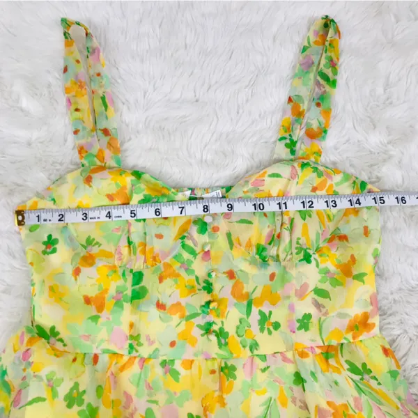 ASTR the Label Floral Chiffon‎ Maxi Dress Small Yellow Tiered Wedding Guest New - Image 13