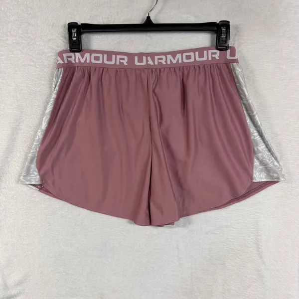Under Armour XL Play Up 3.0 Shorts Mauve Pink Floral Side Stripe Gym Activewear - Image 2