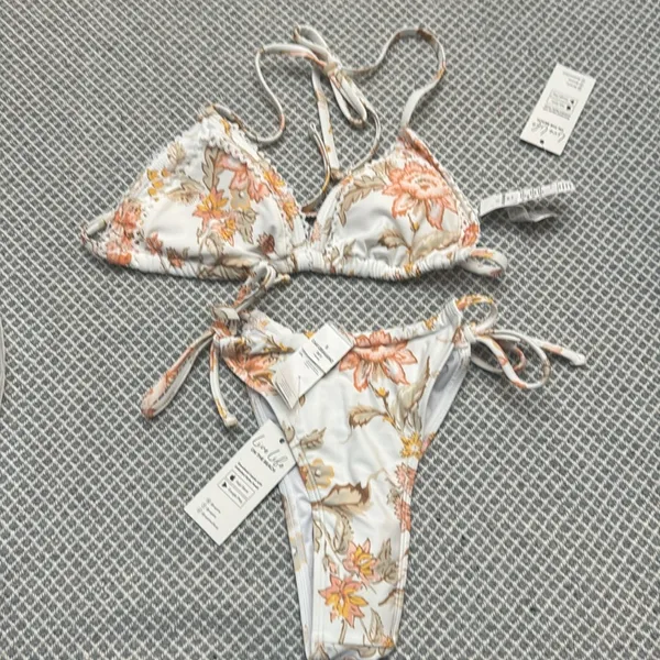 Cupshe Sunset Florals Triangle Bikini Top & Standard Rise Bottoms Set nwt - Image 5