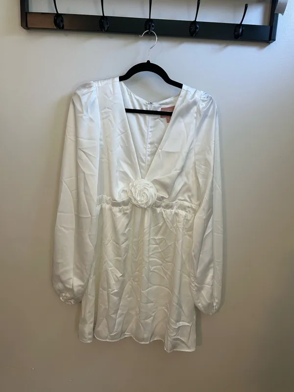 Show Me Your Mumu Rosetta Mini Dress Ivory Luxe Satin XL - Image 3