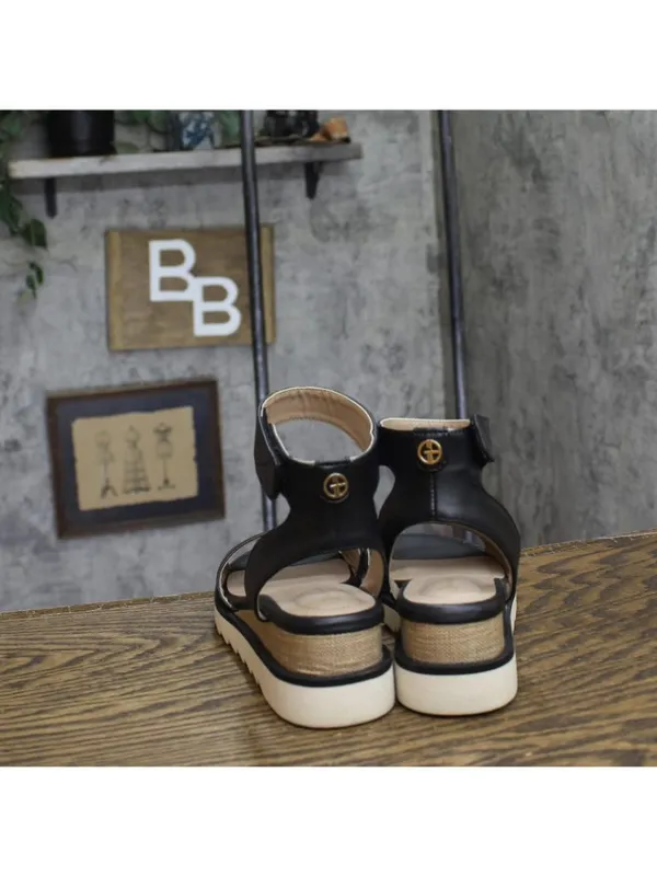 Giani Bernini Womens Constancia Ankle Strap Wedge Sandals Black Smooth 6M - Image 4