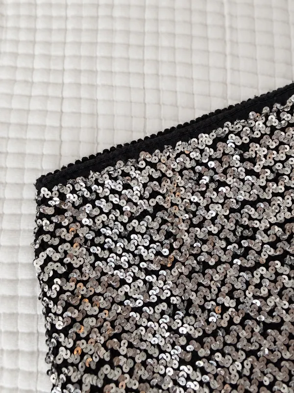 Anna-Kaci Sparkle & Shine Silver Sequin Mini Skirt Women’s Size M - Image 4