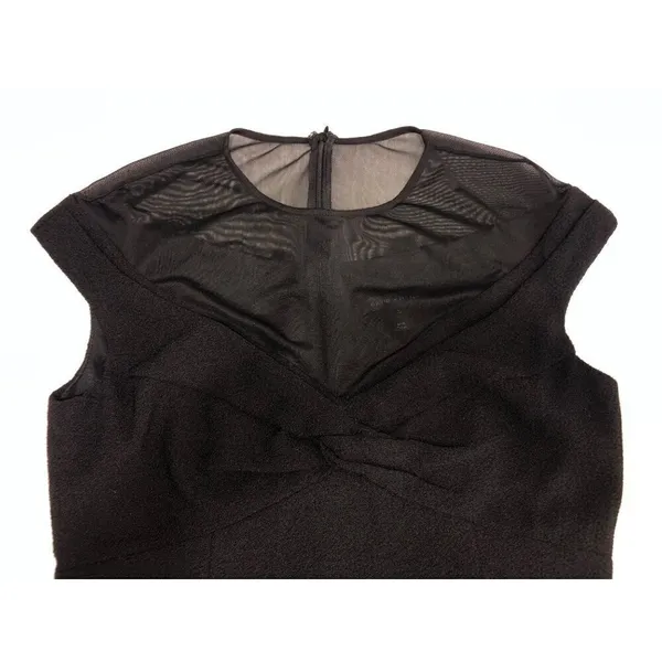 David Meister Dress Size 4 Black Sheer Top Short Sleeve Chic Classic USA - Image 5