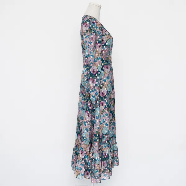 Dress the Population - | Metallic Floral Long Sleeve Midi Dress - Image 5