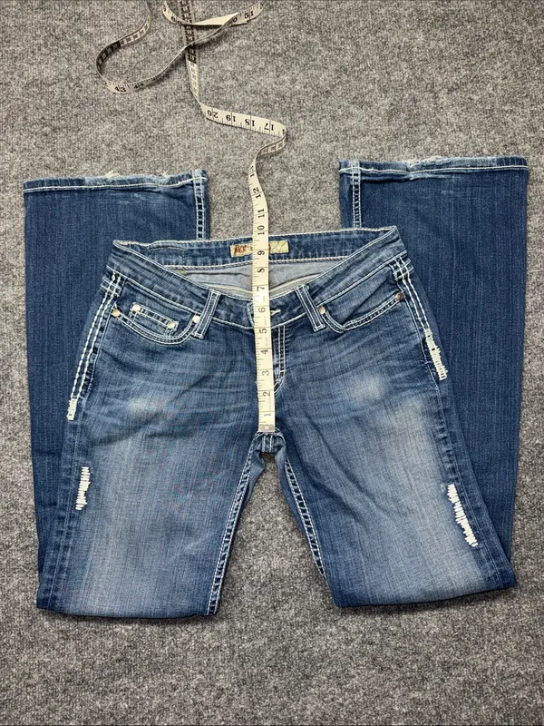 BKE Women's Medium Blue Low-Rise Bootcut Jeans with Subtle Distress - Image 6