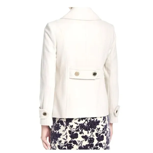 Tory Burch Bernadine Wool Blend Peacoat Button Jacket 48131588 SHELL/IVORY‎ 0 - Image 3