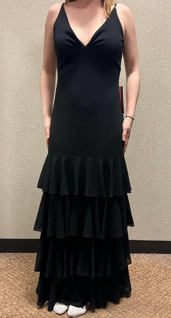 Belle Badgley Mischka Black Tiered Prom Dress formal - Image 2
