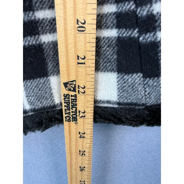 Woolrich Womens Small Black White Plaid Faux Fur Lined Full Zip Fleece Vest - Image 3