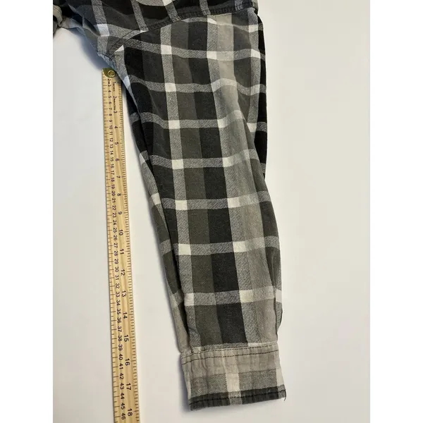 OKAY Button Up Shirt Women 6XL Gray Plaid Oversized Short Sleeve Casual - Image 10