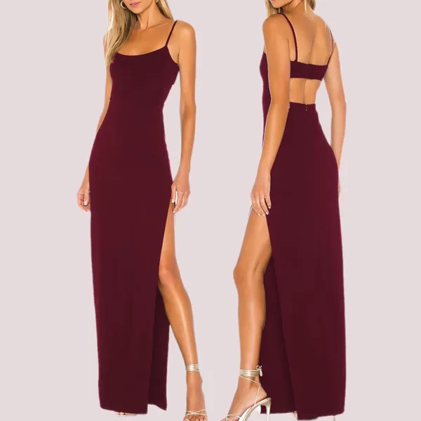 NWT Maroon Backless Spaghetti Strap Maxi Dress - Image 2