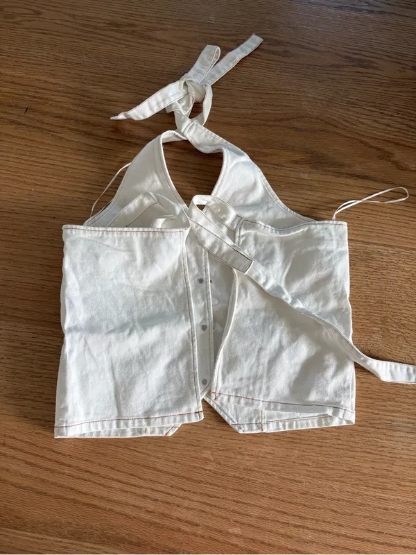 LIONESS Denim Button-Front Halter Vest - Image 2