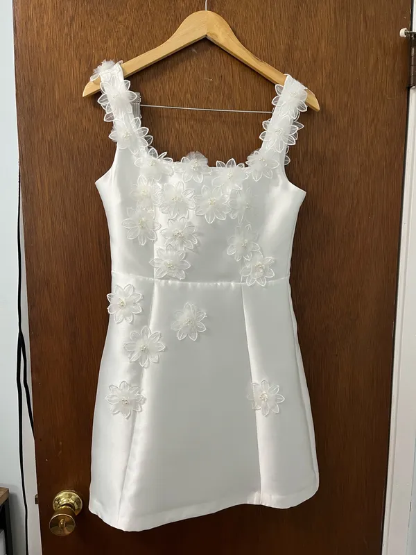 Elliatt White Satin Bridal Event Dress Floral detail - Image 10