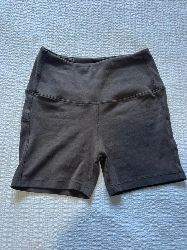 Layere Organic Cotton Espresso Brown 4” shorts high rise - Image 3