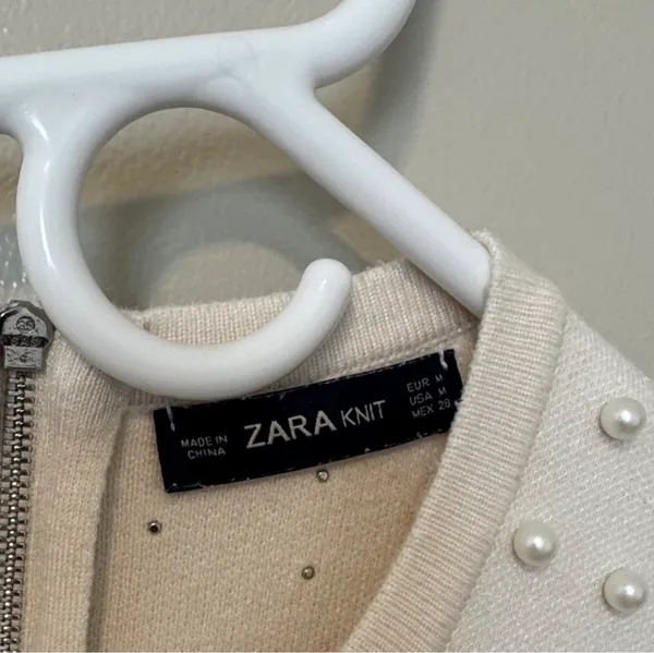 Zara Cream Sweater Dress with Pearl Details - Image 3