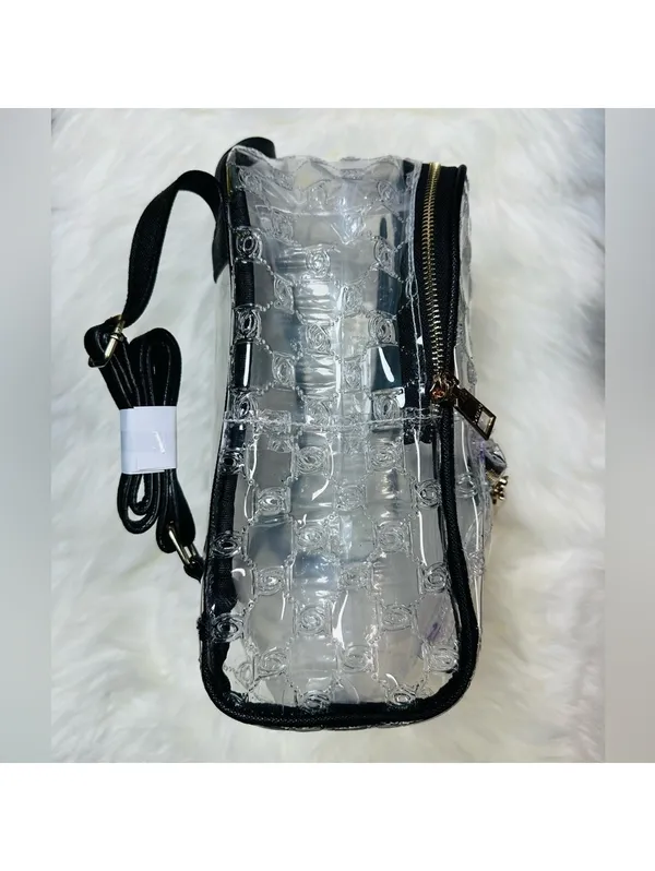 bebe Clear Logo Backpack Black Trim Mini Backpack NWT - Image 4
