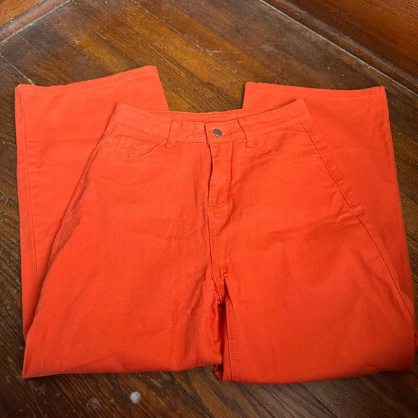 NWOT Wide Leg Orange Jeans - Image 3