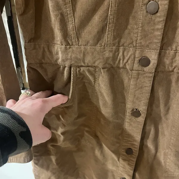 Faherty Softstretch Cord‎ Michelle Long Sleeve Mini ShirtDress Brown Size M - Image 6