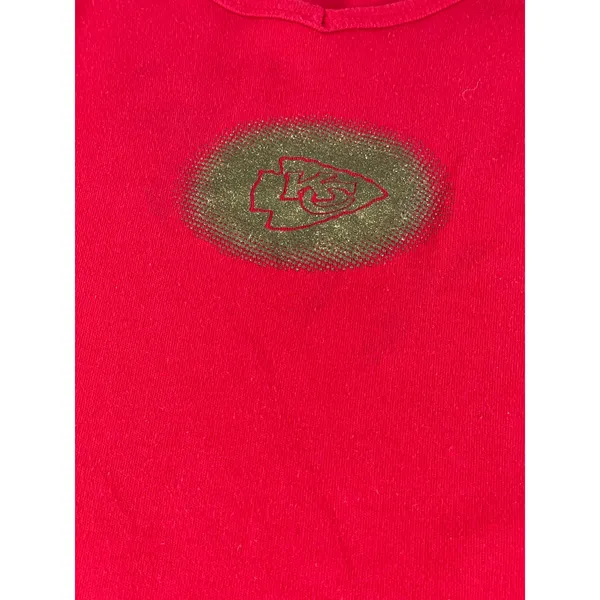 NFL Chiefs Long Sleeve Top Red Gold Logo V Neck Cotton Size L - Image 2