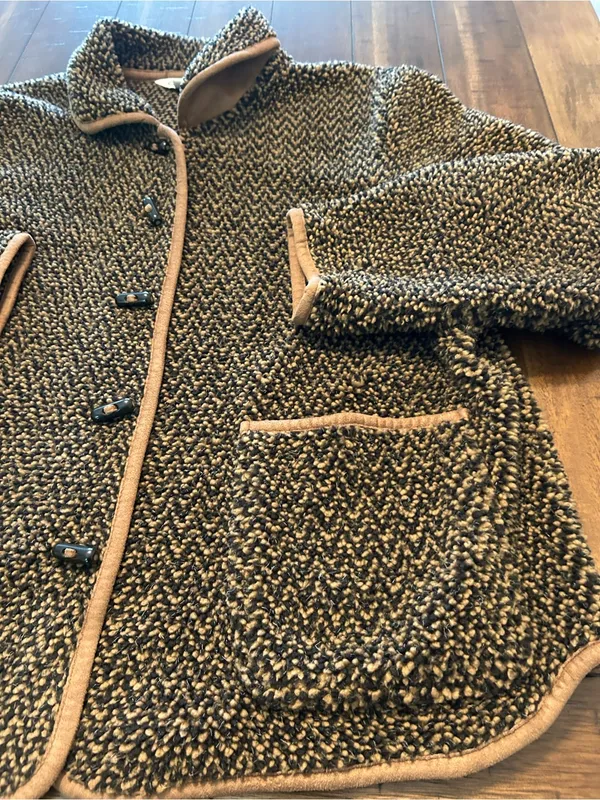 Orvis Tweed-Style Bouclé Jacket with Tan Trim XL - Image 2