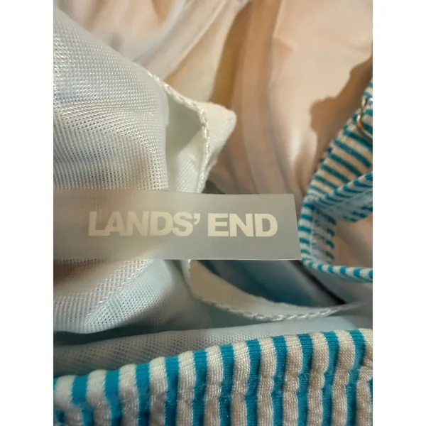 Lands' End Tankini Top Womens Size 16 Blue White‎ Stripe Colorblock Twist - Image 3