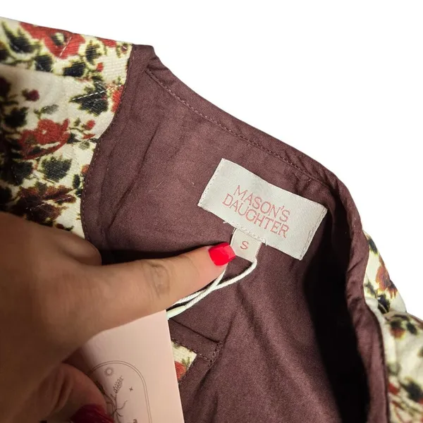 Mason's Daughter Brown Quilt Floral Cropped‎ Jacket Size: S - Image 3