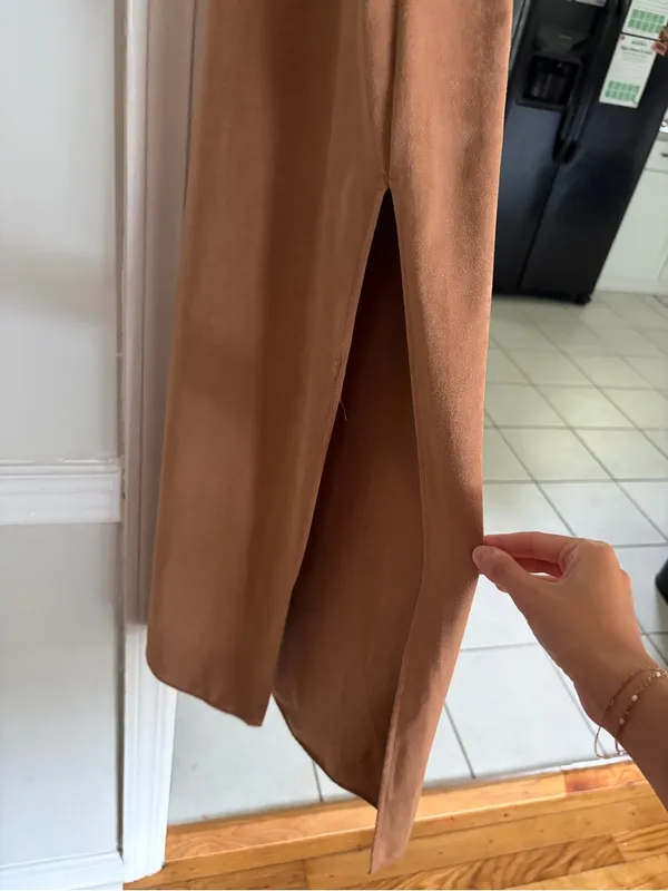 Brown Slip Dress with V - Image 3
