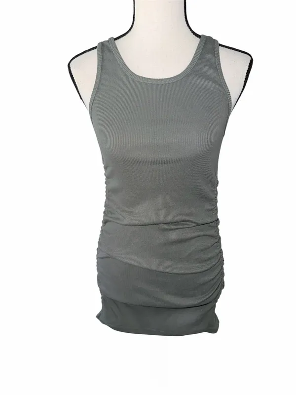 Pull & Bear Olive Green Ribbed Ruched Mini Dress New Casual Going Out Summer M - Image 2