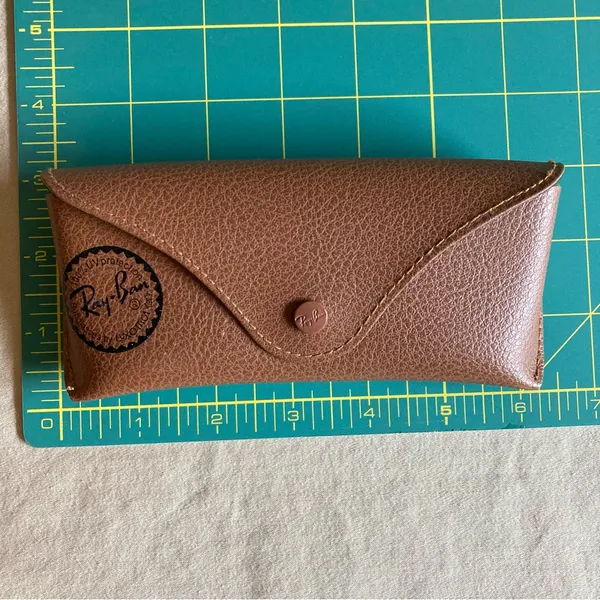 Ray-Ban Brown Soft Leather Pouch Case for Glasses with Snap Closure - Image 2