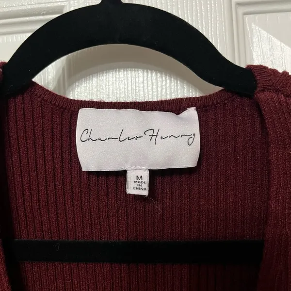 NWT Charles Henry Wine Long Sleeve Rib Sweater‎ Dress Women Size Medium - Image 5
