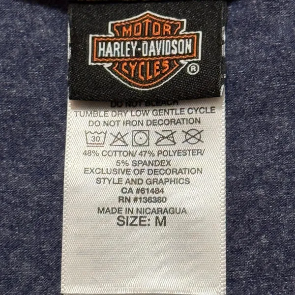 Harley-Davidson Rhinestone Flame Graphic V-Neck Tee Size Medium - Image 2