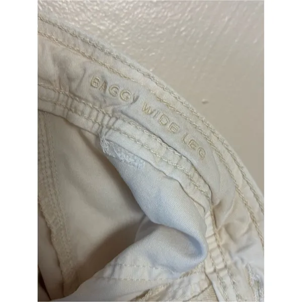 American Eagle Womens Pants Baggy Wide Leg Cargo Lyocell Pockets Stretch Cream 2 - Image 4