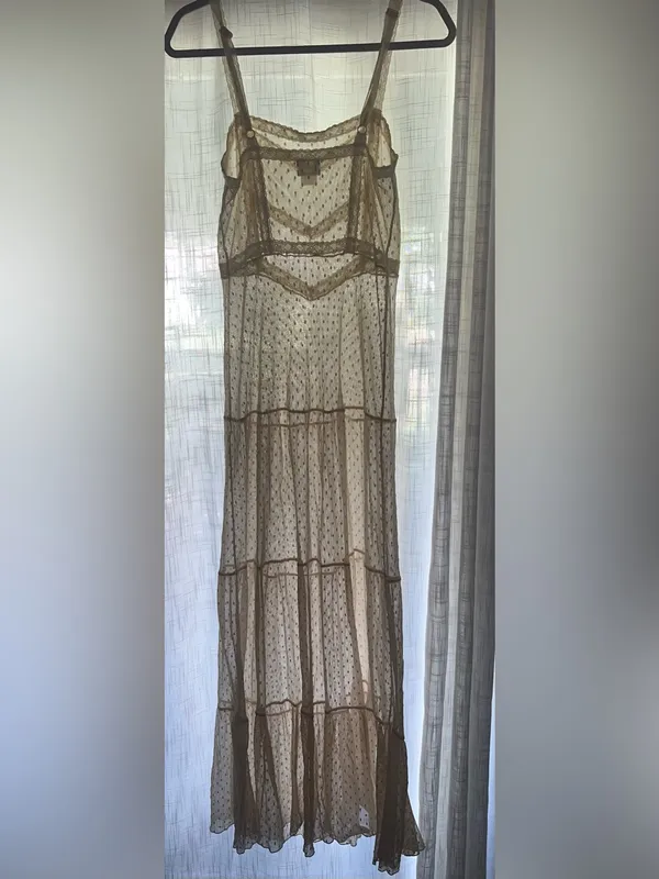 Free People Point D’Esprite Swiss Dot Slip Maxi Lace Dress Boho Romantic Western - Image 9
