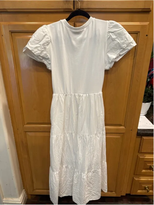 BTFBM long prairie dress in white. - Image 4